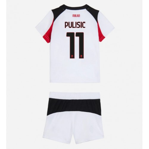 Stroje piłkarskie AC Milan Christian Pulisic #11 Koszulka Wyjazdowej dla dzieci 2025-26 Krótki Rękaw (+ szorty)